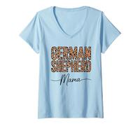 Femme German Shepherd Mama GSD Alsatian Berger Allemand T-Shirt avec Col en V