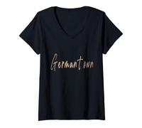Femme Germantown Maryland Design Vintage élégant T-Shirt avec Col en V