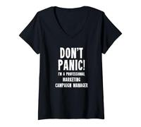 Femme Gestionnaire de Campagne Marketing T-Shirt avec Col en V