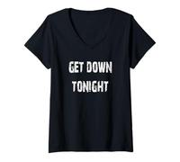 Femme Get Down Tonight Groovy, discothèque des années 70 T-Shirt avec Col en V