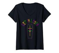 Femme Get In Loser Mardi Gras Cercueil vaudou T-Shirt avec Col en V