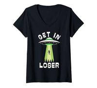 Femme Get in Loser, Un Complot Extraterrestre OVNI croit qu'il a été enlevé T-Shirt avec Col en V