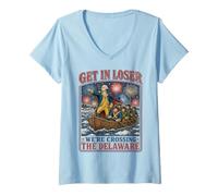 Femme Get in Loser We're Crossing The Delaware Meme Adults T-Shirt avec Col en V