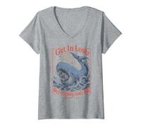 Femme Get in Loser We're Doing Gods Will Jonah 1:17 Christian T-Shirt avec Col en V