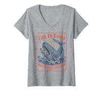 Femme Get in Loser We're Doing Gods Will Jonah 1:17 Christian T-Shirt avec Col en V