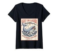 Femme Get in Loser We're Doing Gods Will Jonah 1:17 Christian T-Shirt avec Col en V