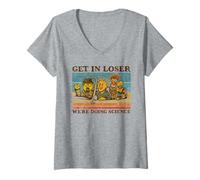 Femme Get in Loser We're Doing Science Design Amusant T-Shirt avec Col en V
