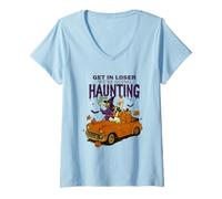 Femme Get In Loser We're Going Haunting Ducks T-Shirt avec Col en V