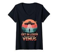 Femme Get in Loser Were Going to Explore Vénus T-Shirt avec Col en V