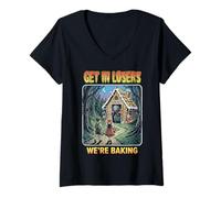 Femme Get in Losers We're Baking Hansel Gretel Witch Halloween T-Shirt avec Col en V