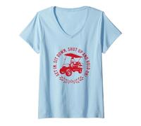 Femme Get in Sit Down Shut Up and Hold on Design Amusant Chariot de Golf T-Shirt avec Col en V