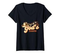 Femme Get Me to God's Country Cowboy Western Cowpoke T-Shirt avec Col en V