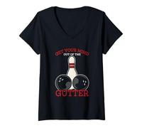 Femme Get Your Mind Out of The Gutter pour Fans de Bowling T-Shirt avec Col en V