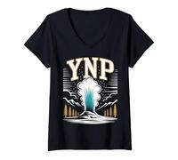 Femme Geyser rétro du Parc National de Yellowstone T-Shirt avec Col en V