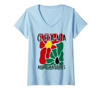 Femme Ghana African Vibes Boho Fleurs Abstrait Afrique Art T-Shirt avec Col en V