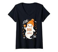 Femme Ghost Baby révèle qu'un Petit Livre Arrive bientôt pour Halloween T-Shirt avec Col en V