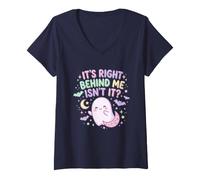 Femme Ghost Hunting Paranormal C'est Juste derrière Moi, n'est-ce Pas T-Shirt avec Col en V