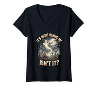 Femme Ghost Hunting Paranormal C'est Juste derrière Moi, n'est-ce Pas T-Shirt avec Col en V