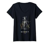 Femme Ghost of Yotei Atsu Collage avec Jeu vidéo Kanji T-Shirt avec Col en V