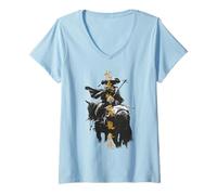 Femme Ghost of Yotei Atsu Lone Mercenary with Golden Kanji T-Shirt avec Col en V