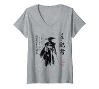 Femme Ghost of Yotei Atsu Sketch Distressed Wanted Poster T-Shirt avec Col en V
