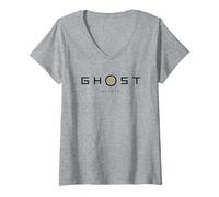 Femme Ghost of Yotei Black and Yellow Minimalistic Logo T-Shirt avec Col en V