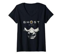 Femme Ghost of Yotei Samurai Mask with Logo Video Game T-Shirt avec Col en V