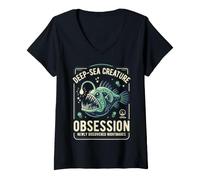 Femme Ghost Shark Humor Deep Sea Nerd Quote T-Shirt avec Col en V
