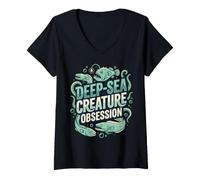 Femme Ghost Shark Humor Deep Sea Nerd Quote T-Shirt avec Col en V