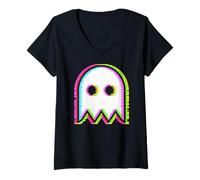 Femme Ghost Vaporwave House Music Festival EDM Techno Rave T-Shirt avec Col en V