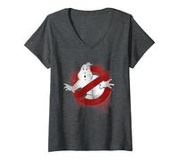 Femme Ghostbusters 84 Film Faded Cracked Halftone No-Ghost Grunge T-Shirt avec Col en V