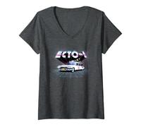 Femme Ghostbusters Ecto 1 1984 Voiture de cinéma Années 80 Synthwave Grille chromée T-Shirt avec Col en V