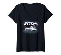Femme Ghostbusters Ecto 1 Voiture de cinéma des années 80 Synthwave Grille chromée T-Shirt avec Col en V