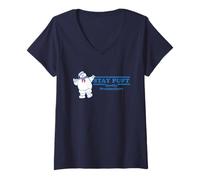 Femme Ghostbusters Stay Puft Marshmallow Ad Funny 80's Movie T-Shirt avec Col en V