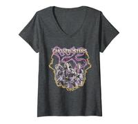 Femme Ghostbusters Venkman Stantz Egon Pixel Art Arcade 16 Bits T-Shirt avec Col en V