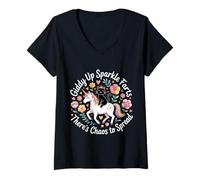 Femme Giddy Up Sparkle Farts There's Chaos to Spread - T-Shirt avec Col en V