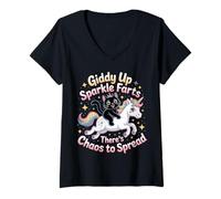 Femme Giddy Up Sparkle Farts There's Chaos to Spread - T-Shirt avec Col en V