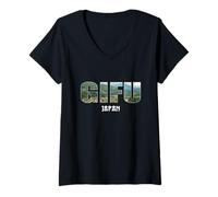 Femme Gifu Japan Gifu City Design Vintage T-Shirt avec Col en V