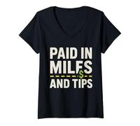 Femme Gig de livreur de Nourriture Hustle Rider Courier Rainy Day T-Shirt avec Col en V