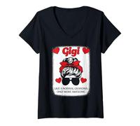 Femme Gigi Like a Nornal Grandma Only More Awesome Leopard Nœud T-Shirt avec Col en V