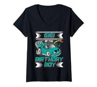 Femme Gigi of The Birthday Boy Race Car Party Family Matching T-Shirt avec Col en V