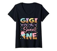 Femme Gigi of The Sweet One Ice Cream, Fille de 1er Anniversaire T-Shirt avec Col en V