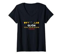 Femme Gijón, Spain Total Solar Eclipse 2026 T-Shirt avec Col en V