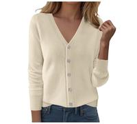 Femme Gilet avec Boutons Et Col en V Léger Et Elégant Manches Longues Veste Cardigan Pull Hiver Chaud Casual Haut Chic Elegant Slim Fit Top Polaire Sweatshirts Automne Classics Tunique sous Pull