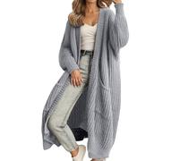 Femme Gilets Cardigan Long en Tricoté Veste en Tricot Chaud Hiver Pull Ouvert Manteau Chaud Épais Blouson Gilet Grosse Maille Cardigan avec Poches
