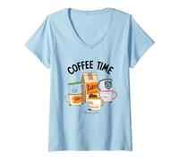 Femme Gilmore Girls Coffee Time Cup Logo Collection T-Shirt avec Col en V