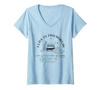 Femme Gilmore Girls I Live in a Two Worlds T-Shirt avec Col en V