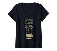 Femme Gilmore Girls I'd Rather Be Watching Gilmore Girls T-Shirt avec Col en V