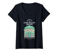 Femme Gilmore Girls Stars Hollow Library T-Shirt avec Col en V