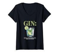 Femme Gin Because I Like My Regrets Crisp Herbal 43% T-Shirt avec Col en V